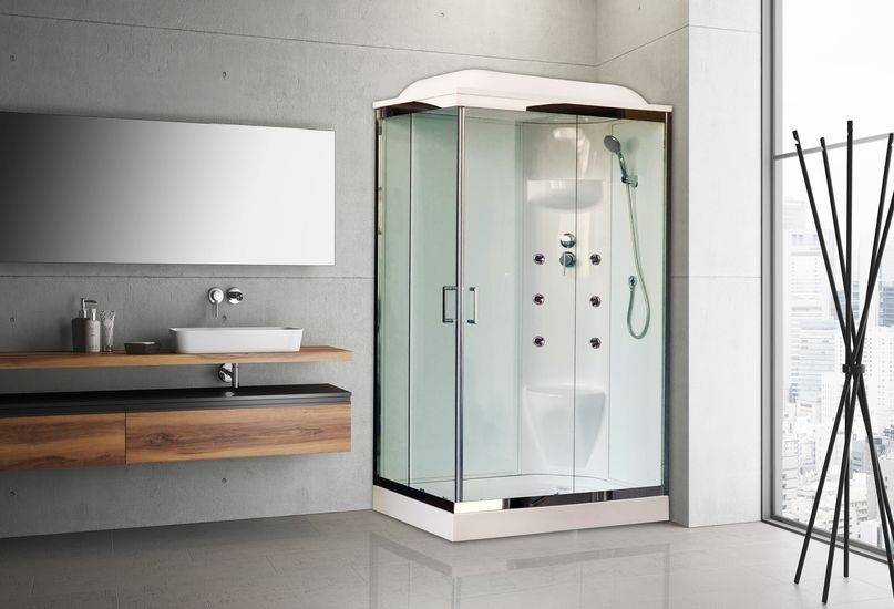 Купить душ каб royal rb 8120нр7-wт-ch,r нп,пс,белая задняя стенка в Иваново магазин сантехники Суперстрой