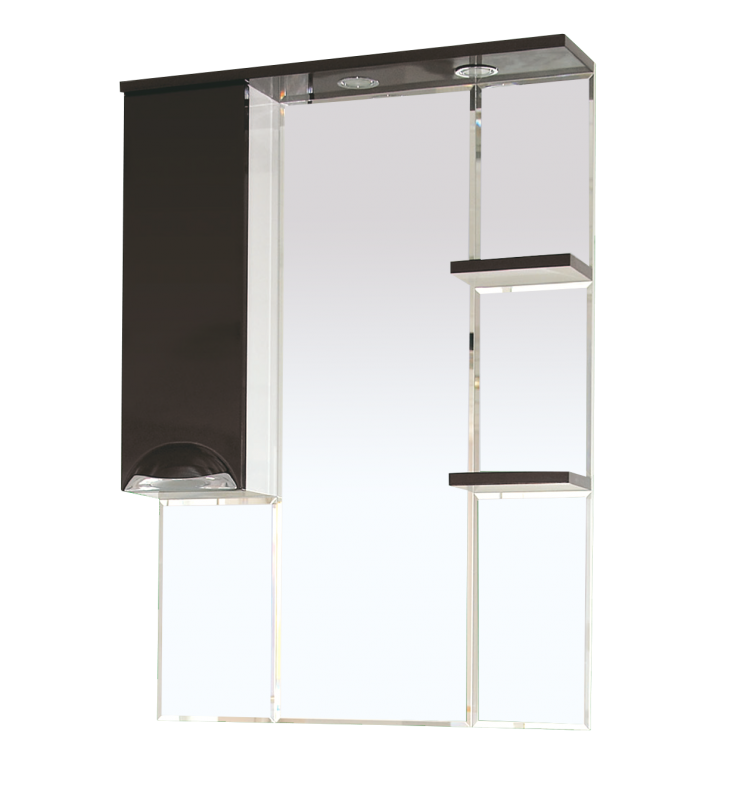 Купить зеркало-шкаф жасмин - 75 лев. (свет) чёрная эмаль,misty. в Иваново магазин сантехники Суперстрой