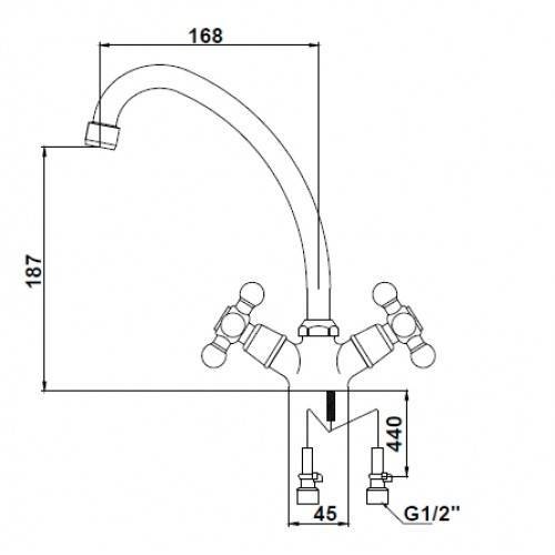 Купить смеситель carlson lux 11062 кухня крест/8, kaiser в Иваново магазин сантехники Суперстрой