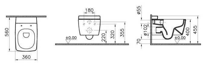 Купить унитаз подвесной  metropole 7672в003-1686 без ободковый,функция aflush, aflesh,vitra. в Иваново магазин сантехники Суперстрой