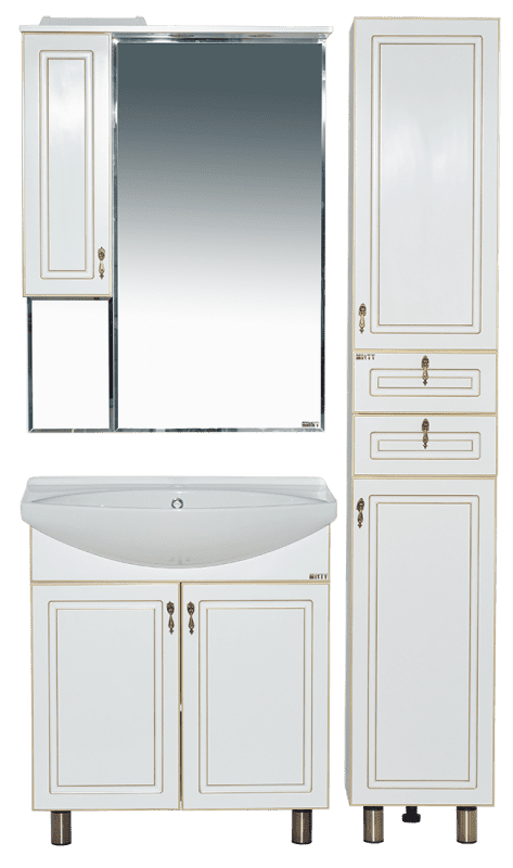 Купить тумба париж-75 прямая белая патина + раковина drej лагуна, misty. в Иваново магазин сантехники Суперстрой