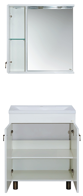 Купить зеркало - шкаф вояж - 80 лев. белое патина,misty. в Иваново магазин сантехники Суперстрой