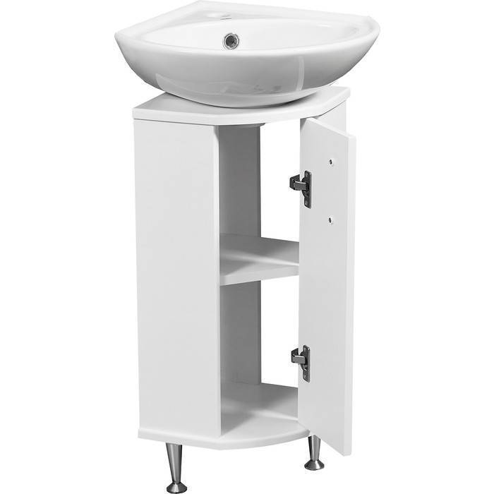 Купить тумба угловая концепт-30 эко белый+раковина веер, stella polar. в Иваново магазин сантехники Суперстрой