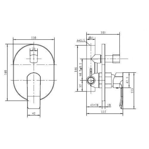 Купить смеситель aurora 67277 скрытый монтаж,хром,kaiser. в Иваново магазин сантехники Суперстрой