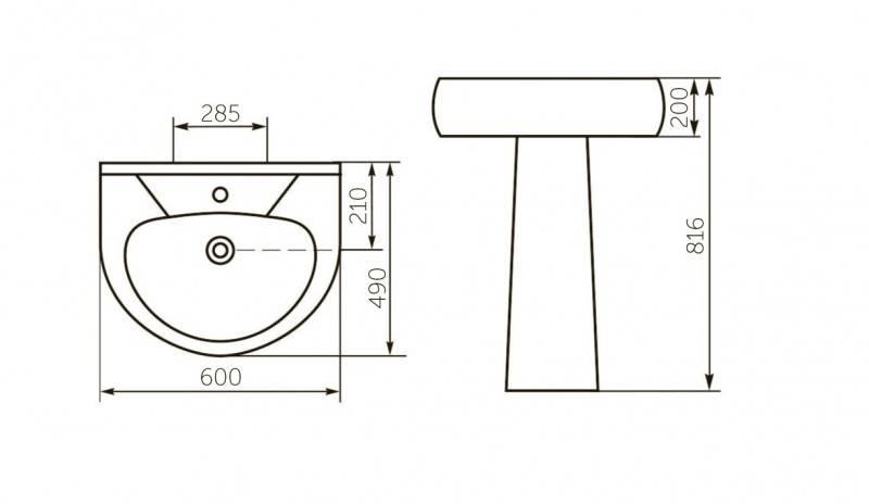 Купить раковина на пьедестале элеганс черная киров(rosa). в Иваново магазин сантехники Суперстрой