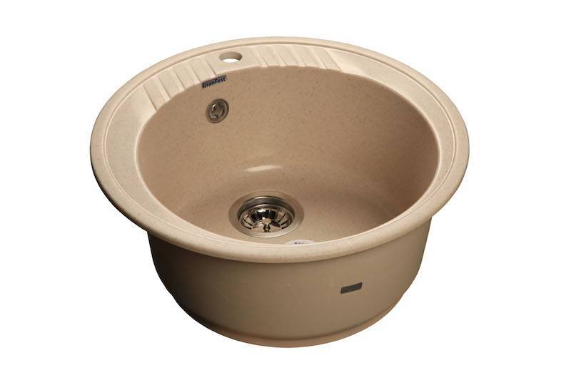 Купить мойка кухонная керамогранит rondo gf-r520 (бежевая 328), granfest. в Иваново магазин сантехники Суперстрой