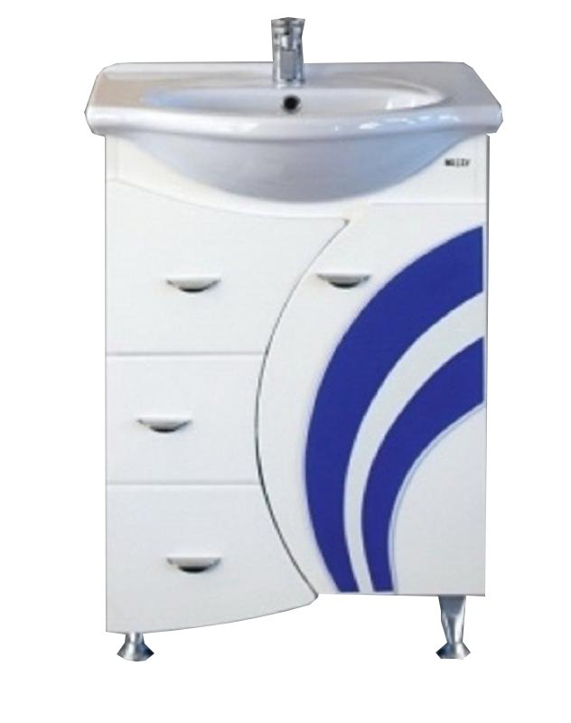 Купить тумба каролина - 60 с 3-мя ящ.прав. синее стекло ,misty. в Иваново магазин сантехники Суперстрой