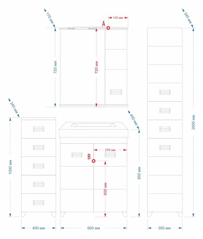 Купить тумба селена-60 прямая + рак. дрея q-60, misty. в Иваново магазин сантехники Суперстрой