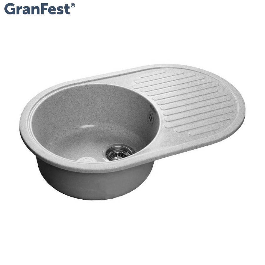Купить мойка кухонная керамогранит rondo gf-r730l (серая 310),granfest. в Иваново магазин сантехники Суперстрой