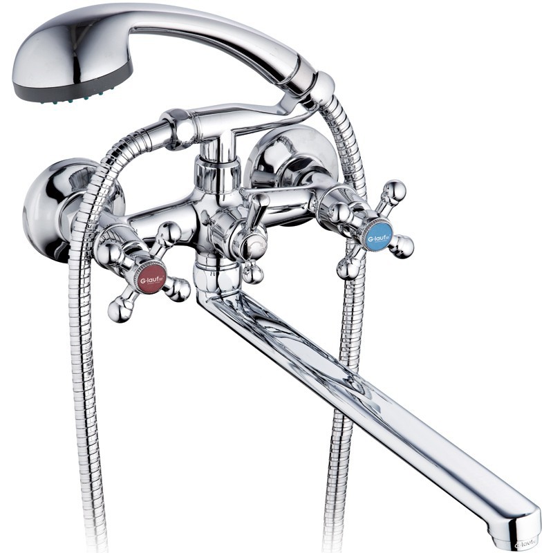 Купить смеситель для ванны с душем qfr7-c605 крест, g-lauf. в Иваново магазин сантехники Суперстрой