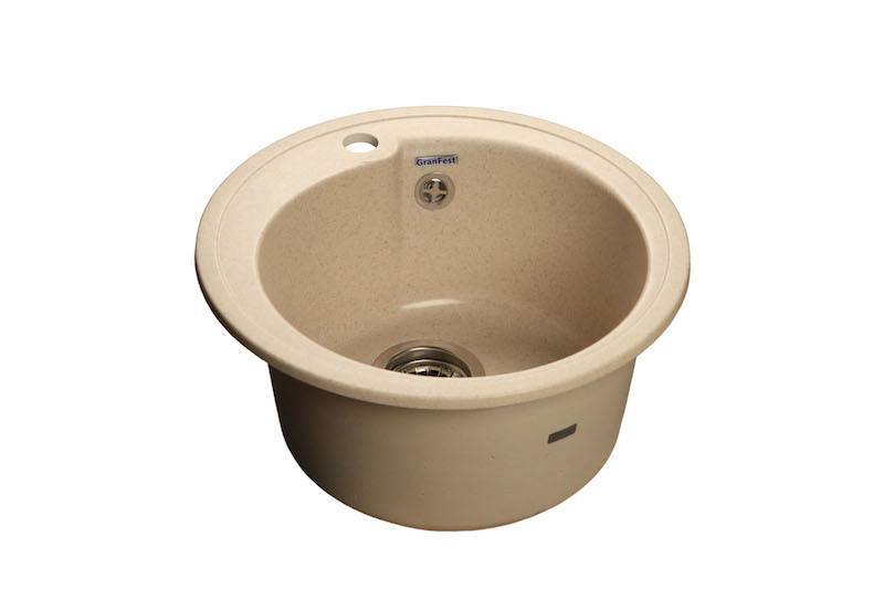 Купить мойка кухонная керамогранит rondo gf-r450 (бежевая),granfest. в Иваново магазин сантехники Суперстрой