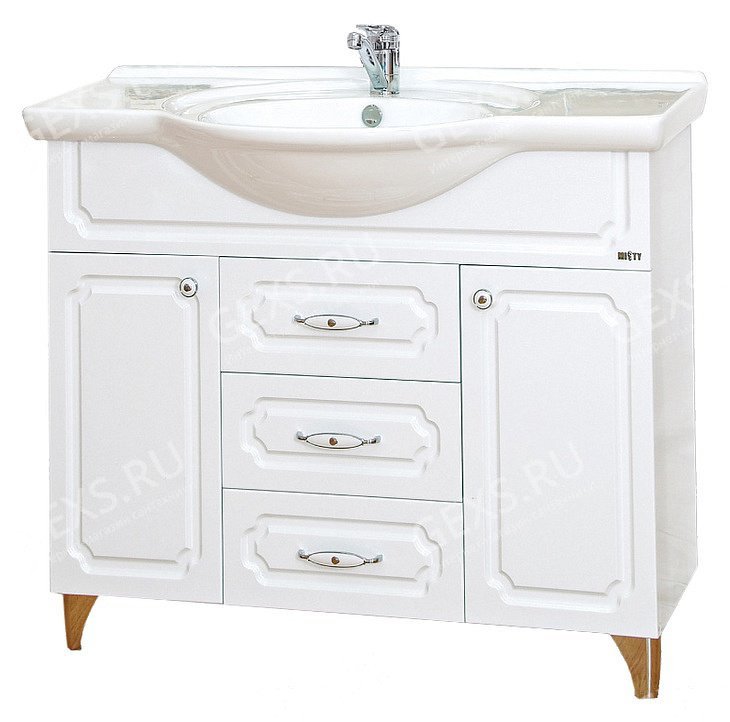 Купить тумба александра-105 прямая белый металлик + рак., misty. в Иваново магазин сантехники Суперстрой