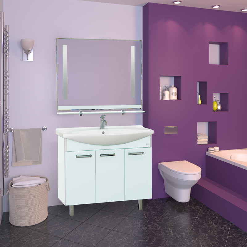 Купить зеркало джулия -120 с полочкой 12 мм белое,misty в Иваново магазин сантехники Суперстрой