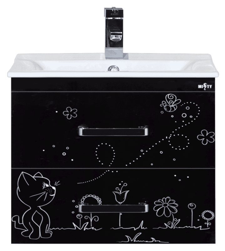 Купить зеркало kitty-60 с полочкой чёрное, misty. в Иваново магазин сантехники Суперстрой