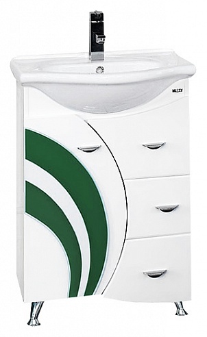 Купить тумба каролина - 60 с 3-мя ящ.лев. зеленое стекло,misty. в Иваново магазин сантехники Суперстрой