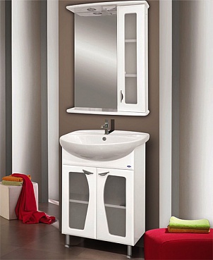 Купить зеркало - шкаф антик - 55 ,прав. (свет), белое, misty. в Иваново магазин сантехники Суперстрой