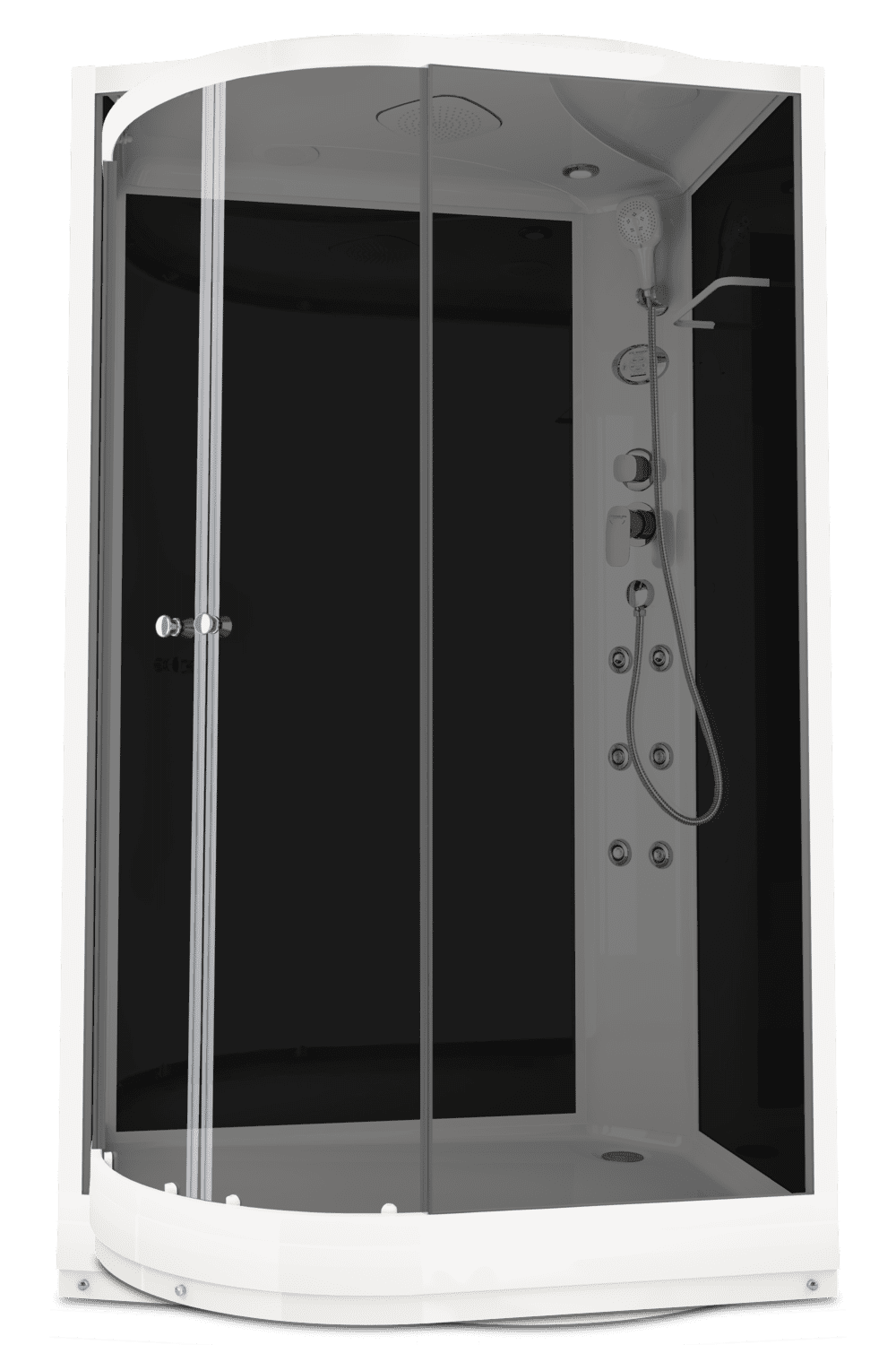 Купить душевая кабина domani spa delight 128 120*80 r нп тс, задняя стенка черная, с электрикой, гидромассажем в Иваново магазин сантехники Суперстрой