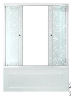 Купить шторка для ванны 1500 стекло узоры 2 двери, тритон. в Иваново магазин сантехники Суперстрой