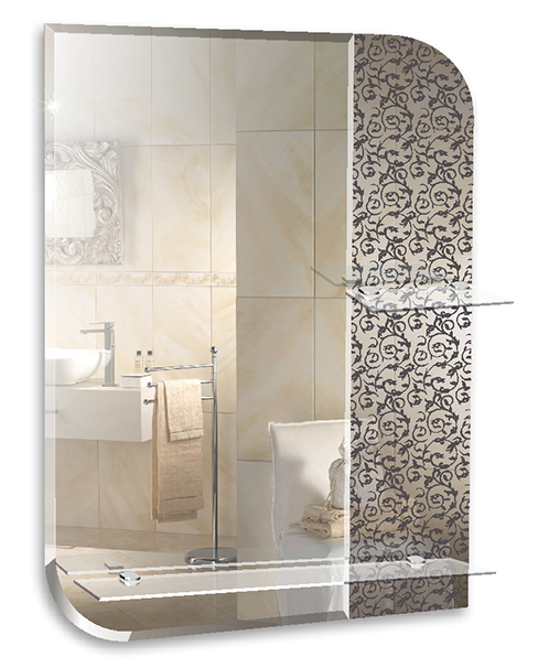 Купить зеркало вьюн 550х750 мм 2 полки, гк серебряные зеркала. в Иваново магазин сантехники Суперстрой