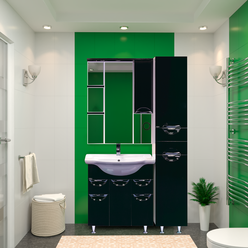 Купить пенал жасмин- 31 прав. черн+ б/к,misty. в Иваново магазин сантехники Суперстрой