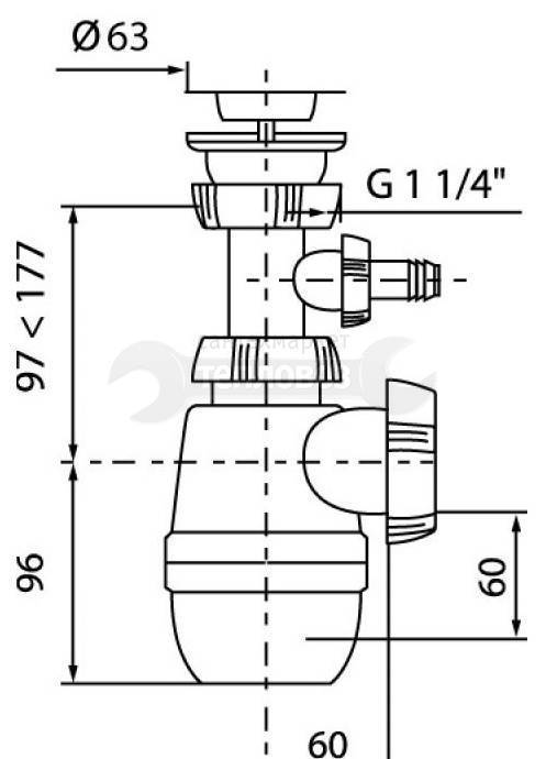 Купить сифон sм30718053  с носиком, минор. в Иваново магазин сантехники Суперстрой