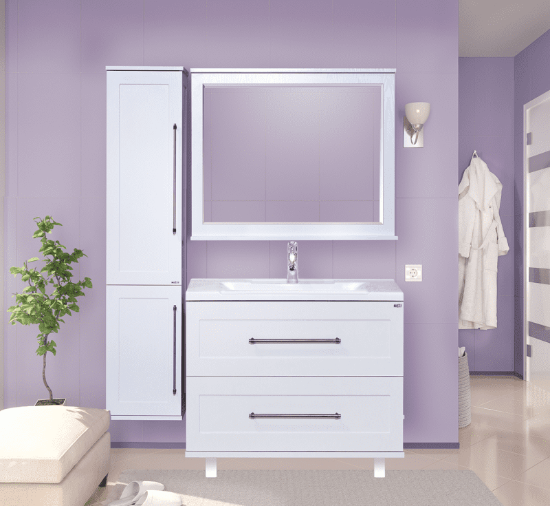 Купить тумба марта-100 напольная белая + рак. evva-100 , misty. в Иваново магазин сантехники Суперстрой