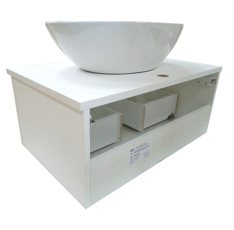 Купить тумба ива - 60 подвесная белая пленка 1 ящ.,без раковины, misty. в Иваново магазин сантехники Суперстрой