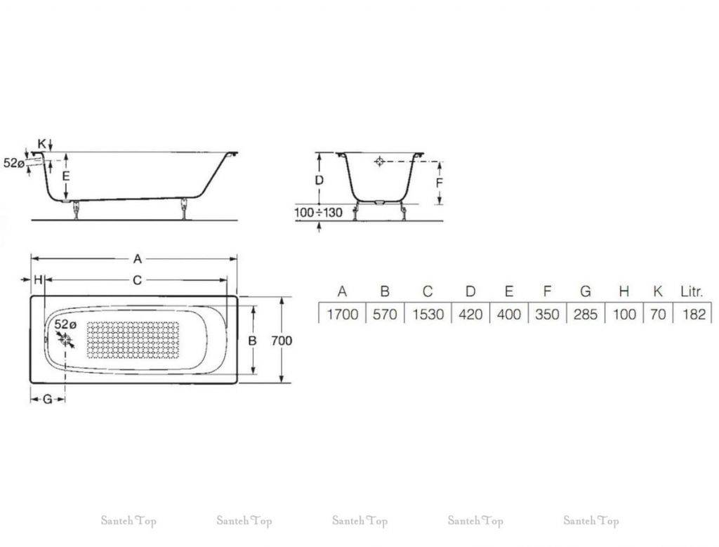 Купить ванна чугунная 150*70 continental (721290300r), roca. в Иваново магазин сантехники Суперстрой