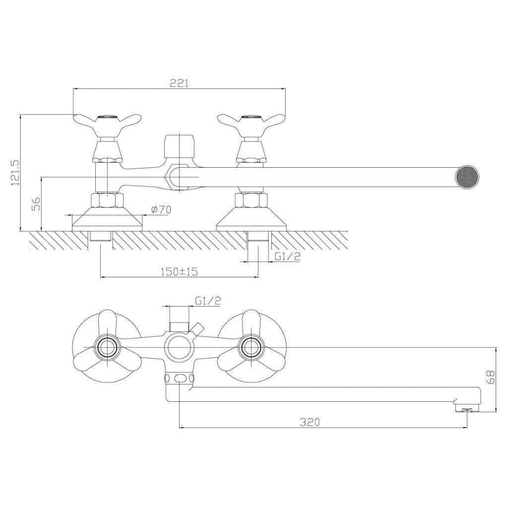 Купить смеситель для ванны  с душем q02-80, rossinka. в Иваново магазин сантехники Суперстрой