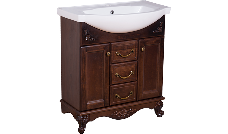 Купить тумба напольная версаль 75 орех+раковина элеганс, good door. в Иваново магазин сантехники Суперстрой