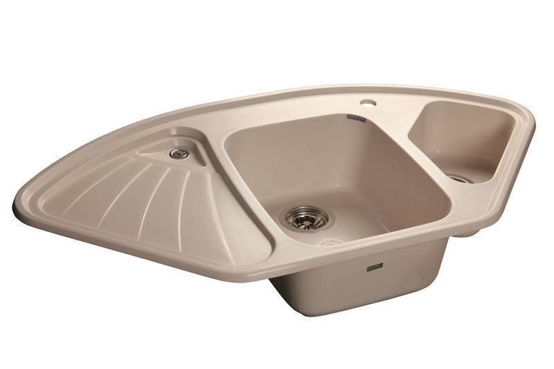 Купить мойка кухонная керамогранит corner gf-c1040e (белая),granfest. в Иваново магазин сантехники Суперстрой
