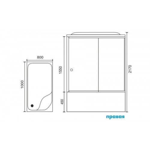 Купить душевая кабина royal rb 8100bp3-bt-ch(100*80)r,вп пс,черная задняя стенка в Иваново магазин сантехники Суперстрой