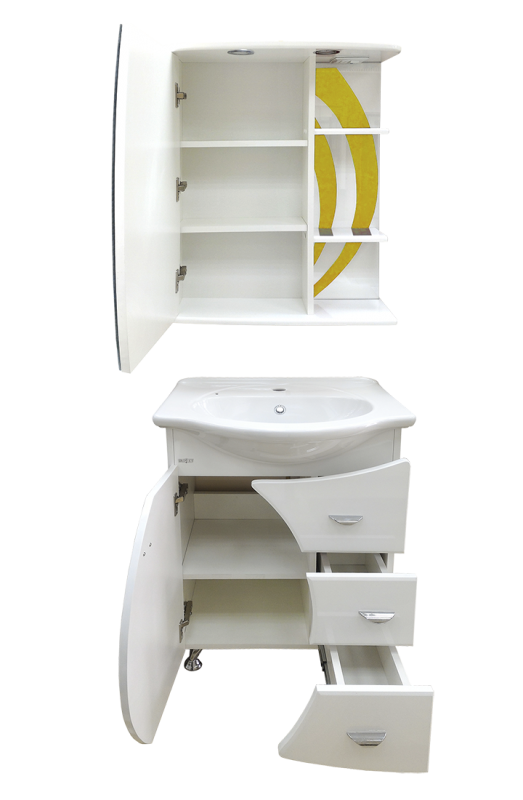 Купить тумба каролина - 60  с 3-мя ящ.прав. желтое стекло ,misty. в Иваново магазин сантехники Суперстрой