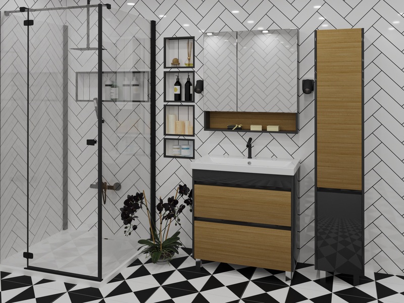 Купить пенал диана-60 кендал/черный матовый, stella polar. в Иваново магазин сантехники Суперстрой