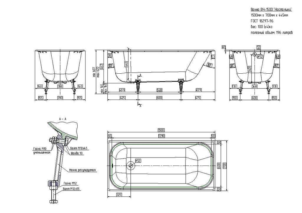 Купить ванна чугунная 150х70 ностальжи-у, новокузнецк. в Иваново магазин сантехники Суперстрой