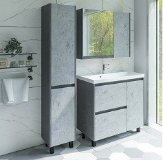 Купить зеркало-шкаф кибела-80,цемент,stella polar. в Иваново магазин сантехники Суперстрой