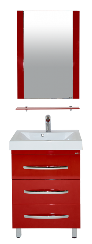 Купить тумба эмилия-60 3 ящ. красная + раковина ,misty. в Иваново магазин сантехники Суперстрой