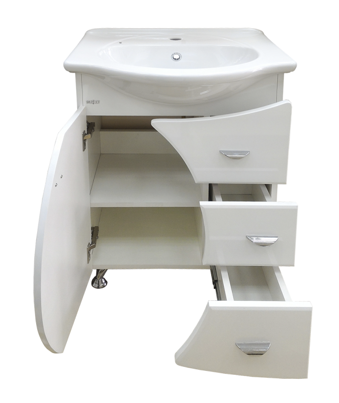 Купить тумба каролина - 60  с 3-мя ящ.прав. желтое стекло ,misty. в Иваново магазин сантехники Суперстрой