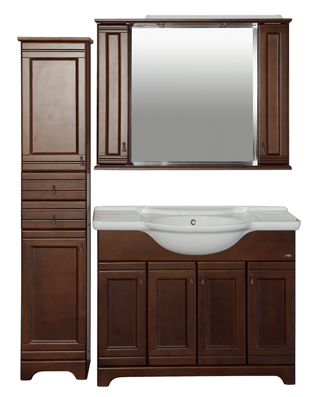 Купить зеркало-шкаф рим -105,с 2-мя шкаф,орех, misty. в Иваново магазин сантехники Суперстрой