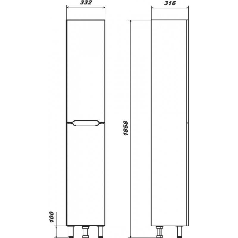 Купить шкаф-пенал лайн, б/ящ, белый, sanstar в Иваново магазин сантехники Суперстрой