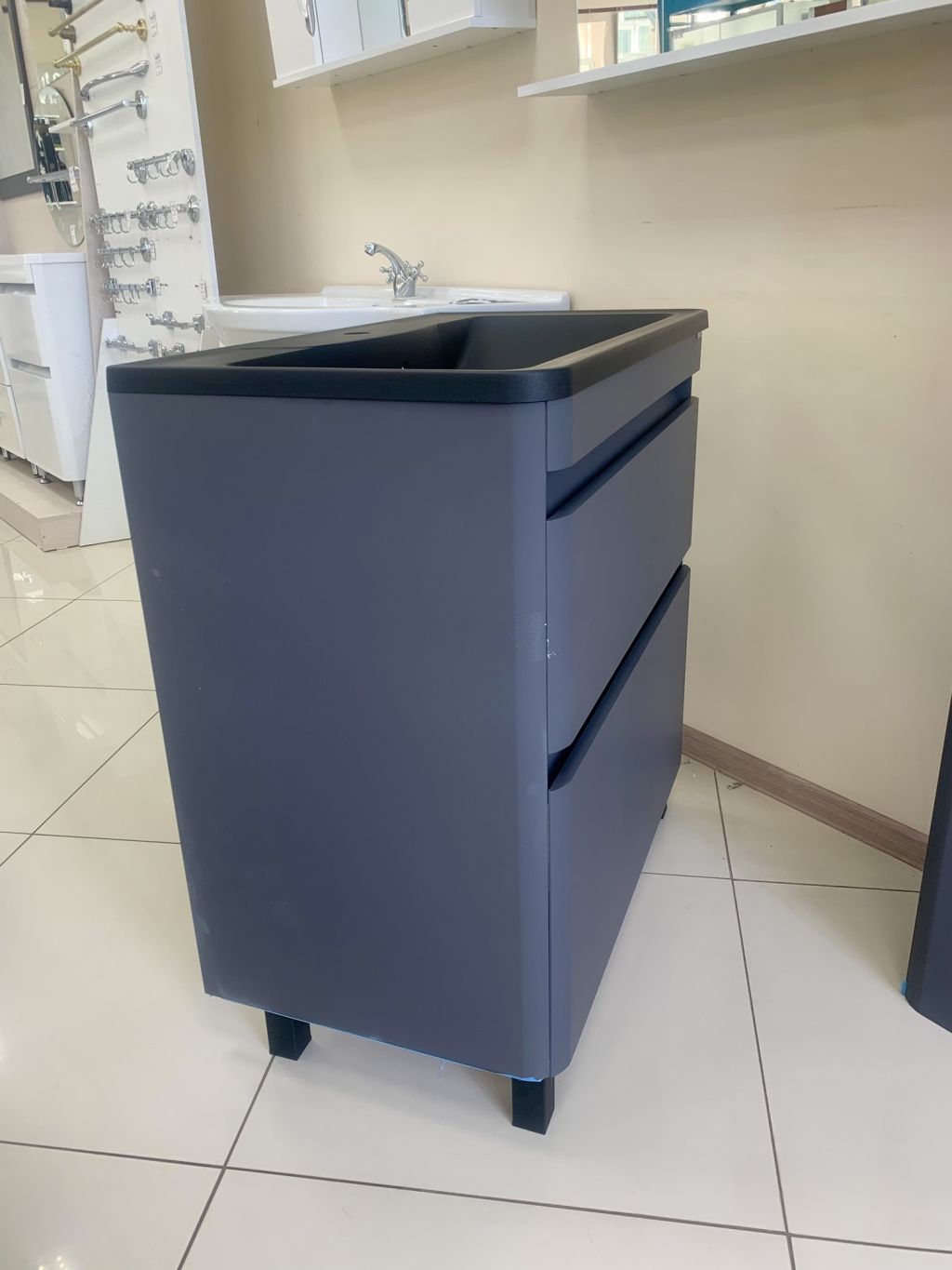 Купить тумба алабама-80 z2 графит + раковина антигуа черная, stella polar. в Иваново магазин сантехники Суперстрой