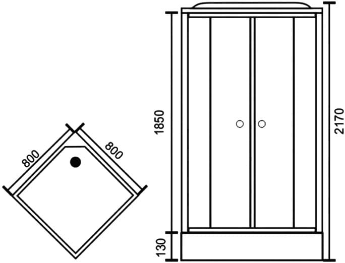 Купить душевая кабина royal rb 80нр6-wt-ch,80*80*217,нп пс,белая задняя стенка в Иваново магазин сантехники Суперстрой