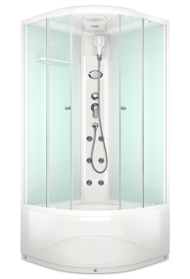 Купить душевая кабина domani spa delight 99high 90*90 вп пс белая задняя стенка,электрика в Иваново магазин сантехники Суперстрой