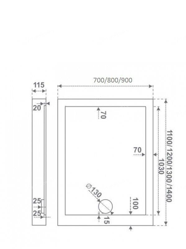 Купить поддон акриловый олимпик 130*90,bas в Иваново магазин сантехники Суперстрой