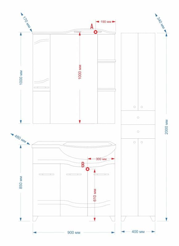 Купить тумба флори-90 прямая правая + раковина флори-90r, misty. в Иваново магазин сантехники Суперстрой
