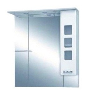 Купить зеркало - шкаф квадро - 75 прав. (свет) белая эмаль,misty. в Иваново магазин сантехники Суперстрой