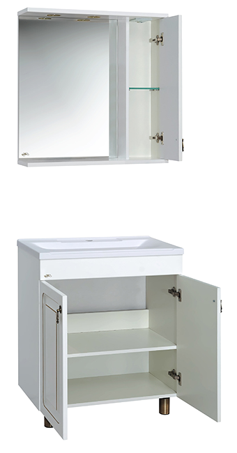 Купить зеркало - шкаф вояж - 70 прав. белая патина,misty. в Иваново магазин сантехники Суперстрой