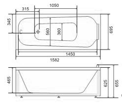 Купить ванна акриловая лайма 1600*700, (159*70*63),bellsan в Иваново магазин сантехники Суперстрой