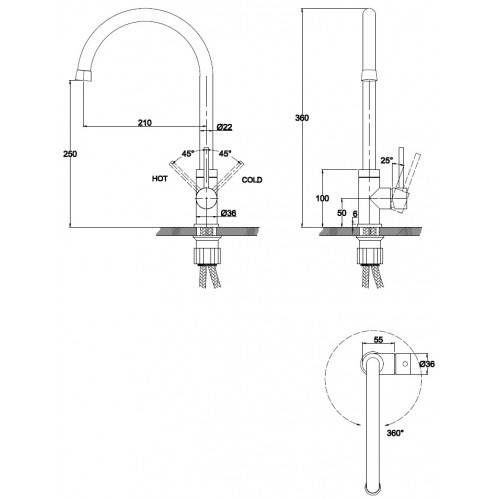 Купить смеситель для кухни merkur 26344/5048, kaiser в Иваново магазин сантехники Суперстрой