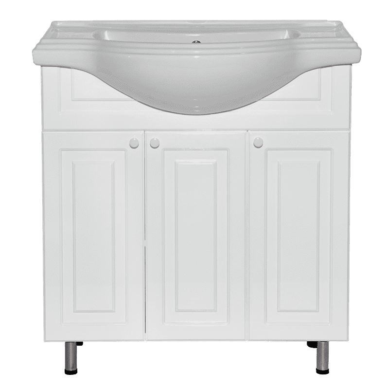 Купить тумба рио-80 прямая белая эмаль+раковина, misty. в Иваново магазин сантехники Суперстрой